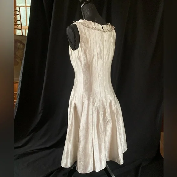 Badgley Mischka Champagne Shimmer Fit & Flare Cocktail Dress 2/4 - Picture 9 of 15
